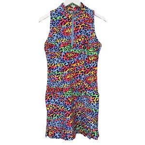 Tzu Tzu Party Cat Shiloh Dress Multicolor Ruffle Sleeveless Womens size Medium